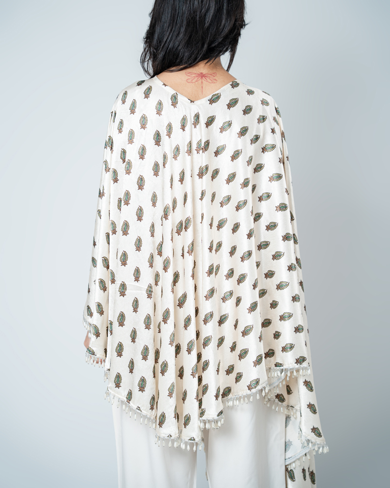 Artistic Printed Kaftan in Off White - Image 8