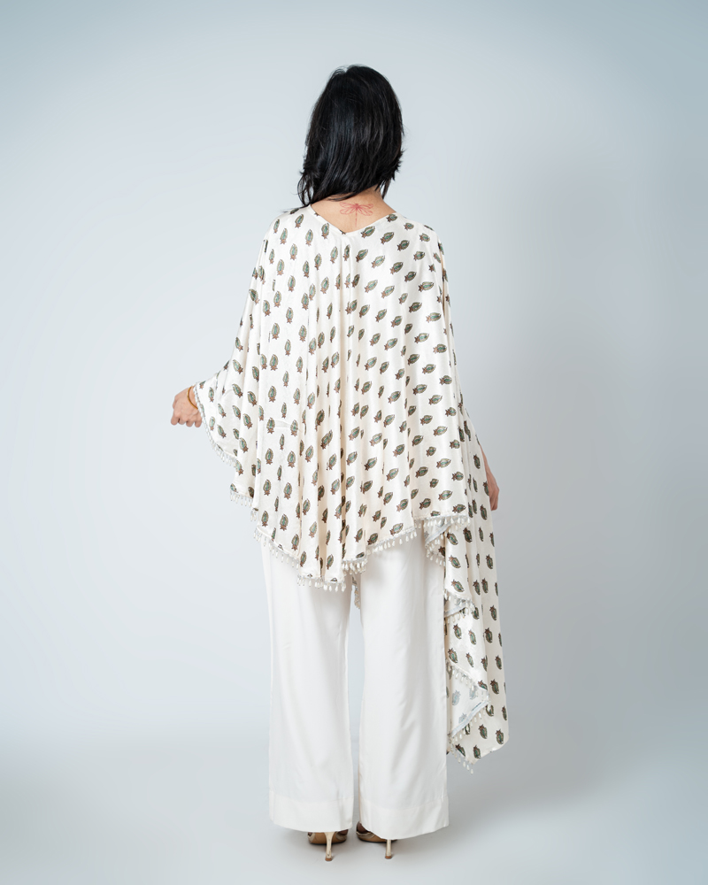 Artistic Printed Kaftan in Off White - Image 3
