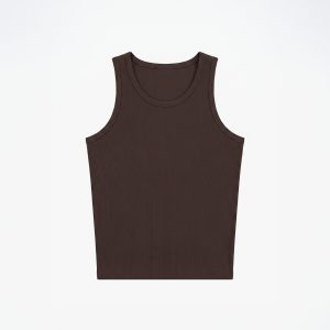 Men's Ribbed Tank Top in Dark Brown