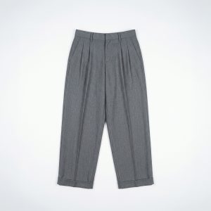 Men's Pinstripe High Waisted Relaxed Pants in Grey
