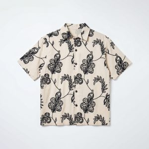 Half Sleeve Embroidered Boxy Shirt in Cream