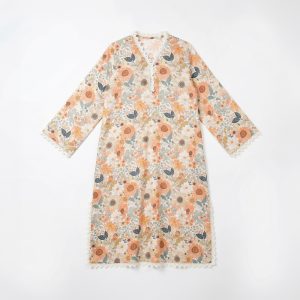 Floral Printed Kaftan Top in White