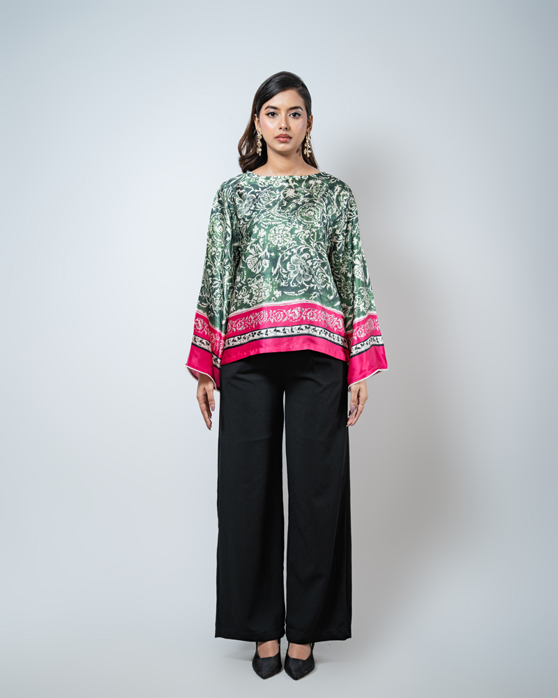 Printed Ethnic Top in Green - Image 2