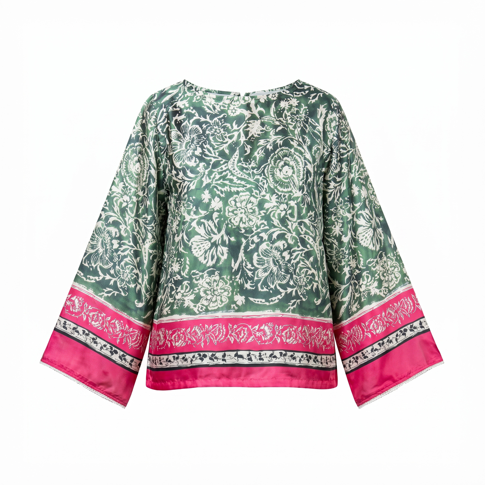 Printed Ethnic Top in Green