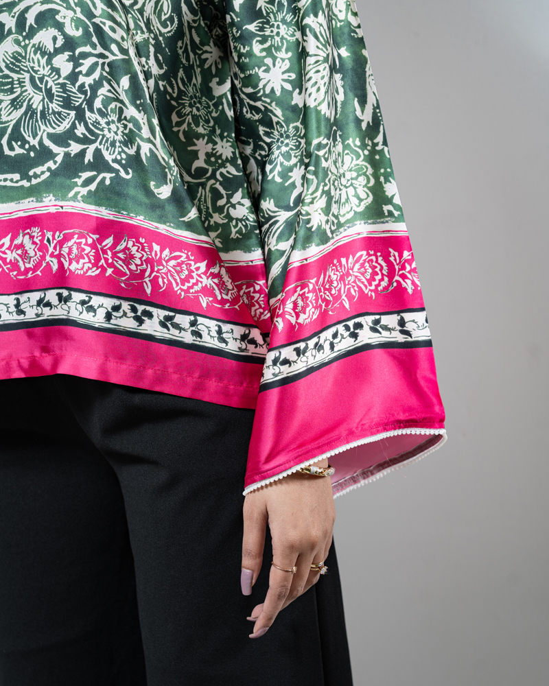 Printed Ethnic Top in Green - Image 7