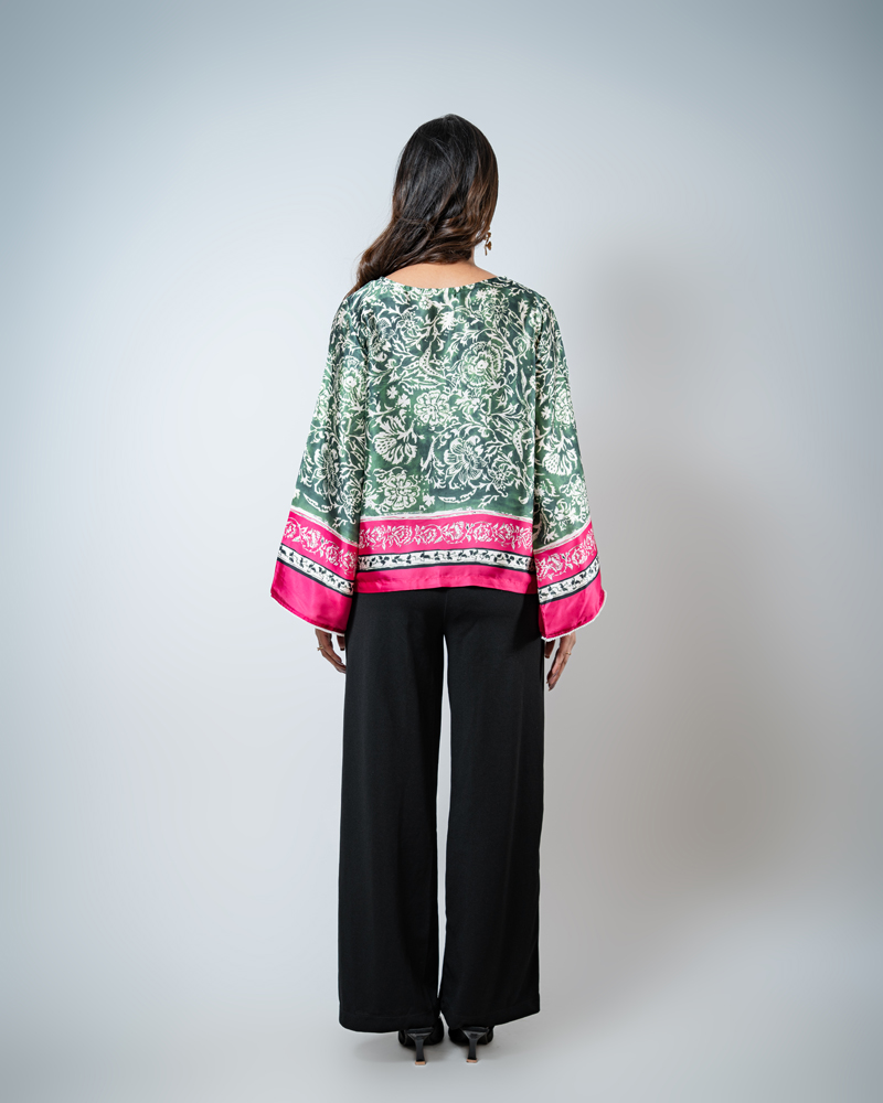 Printed Ethnic Top in Green - Image 4