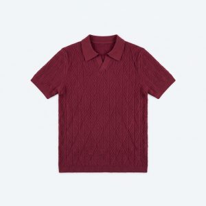 Diamond Knit Polo in Maroon