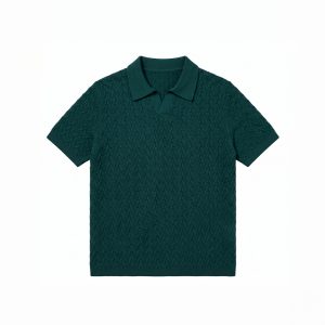 Zigzag Knit Polo in Green
